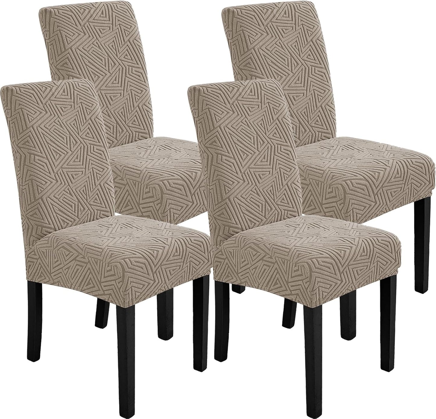 Dining Room Chair Covers Set of 4, Stretch Chair Covers for Dining Chairs, Parsons Chair Slipcover Washable, Chair Cover for Kitchen, Living Room, Restaurant, Banquet (Khaki)