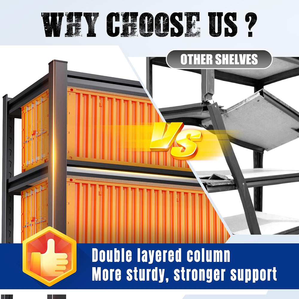 71"H x 28"W x 12"D Garage Shelving Unit, 5-Tier Heavy Duty Met...