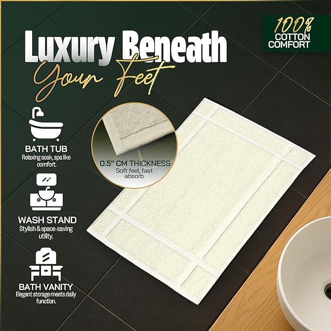 Pearl Linens Pack of 2 100% Cotton Bathmat 20x30 inches, Soft & Absorbent Quick - Image 6