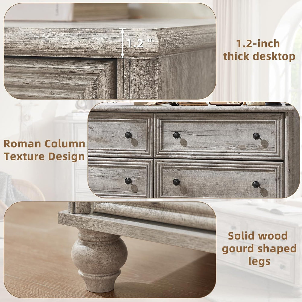 Farmhouse Dressers & Night Stand Set of 3, Wood 54'' Wide Dresser...