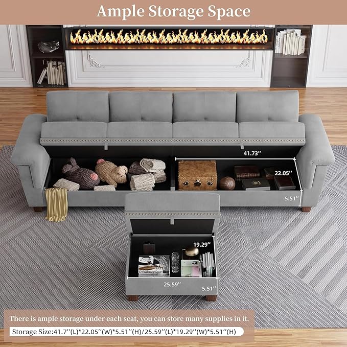 JAMFLY 108" Modular Sectional Sofa - Image 4