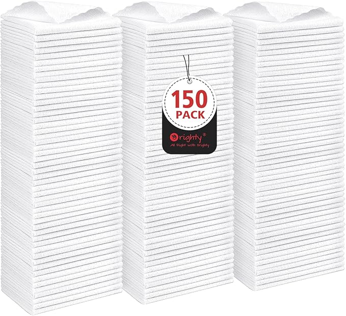 Orighty Cleaning Cloths Bulk, 150 Pack Shop Rags Reusable, Microfiber Cleaning by AllRightinOrighty