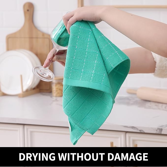 Homaxy 100% Cotton Terry Kitchen Towels, Checkered Designed, Soft and Super - Image 4