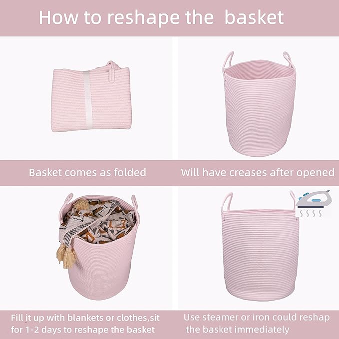 Cotton Rope Laundry Basket Hamper - Image 7