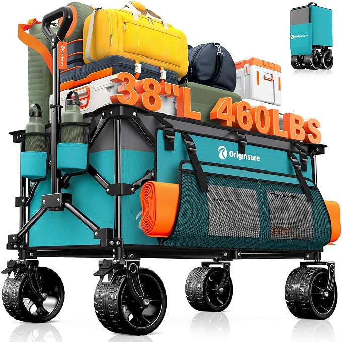 220L Collapsible Wagon Cart Foldable, 460lbs Load Capacity Heavy Duty Folding by Unknown