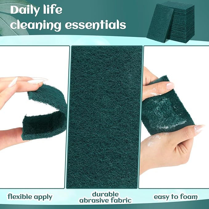 Hoolerry 150 Pcs Heavy Duty Scouring Pads Non Scratch Household Scrub Pads - Image 3
