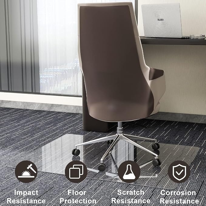 GLSLAND 46" x 55" Tempered Glass Chair Mat Heavy-Duty Floor Protector - Image 4