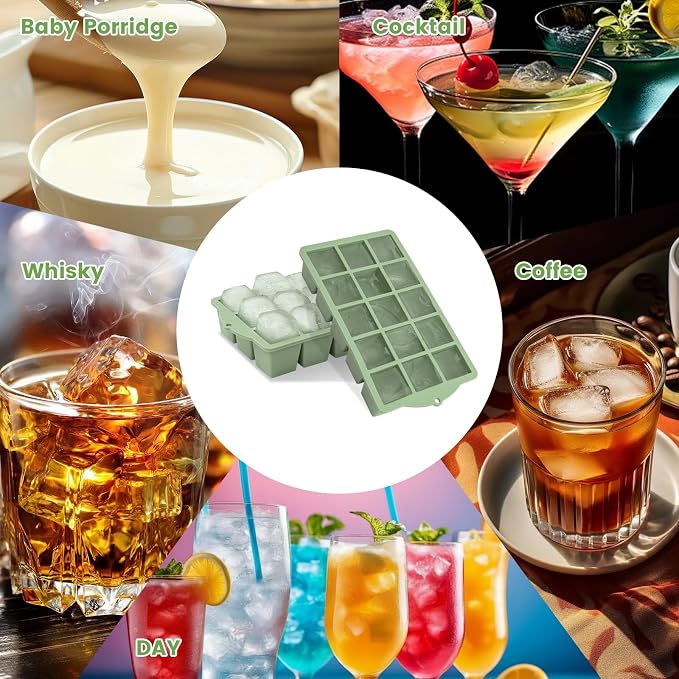 Silicone Ice Cube Tray, 2 Pack Easy-Release Stackable Ice Trays - Image 7