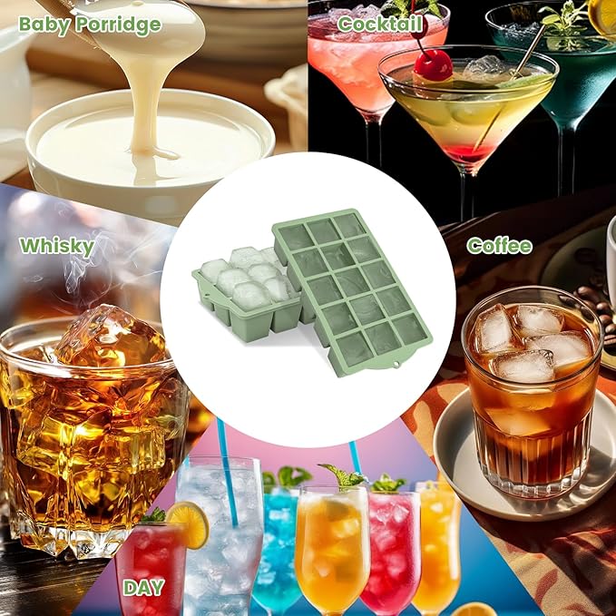 Silicone Ice Cube Tray, 3 Pack Easy-Release Stackable Ice Trays - Image 8