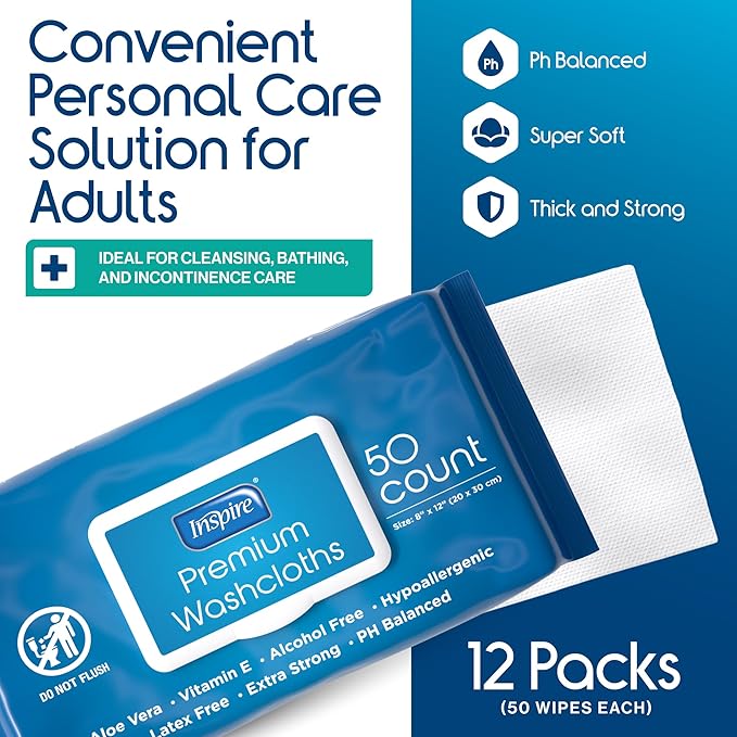Inspire Adult Wet Wipes, Wash Cloths | Adult Wipes - Image 8