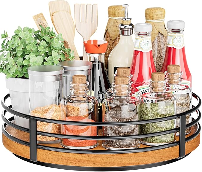 Wood Lazy Susan Turntable Organizer by OVICAR