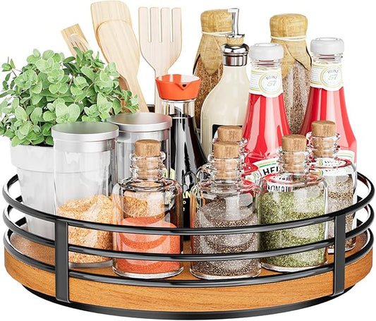 Wood Lazy Susan Turntable Organizer by OVICAR