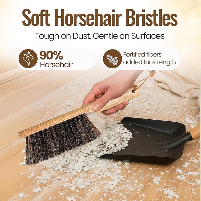 Dustpan Bench Woodworking Brush-USA 13 inch Horsehair Brushes are Used - Image 3