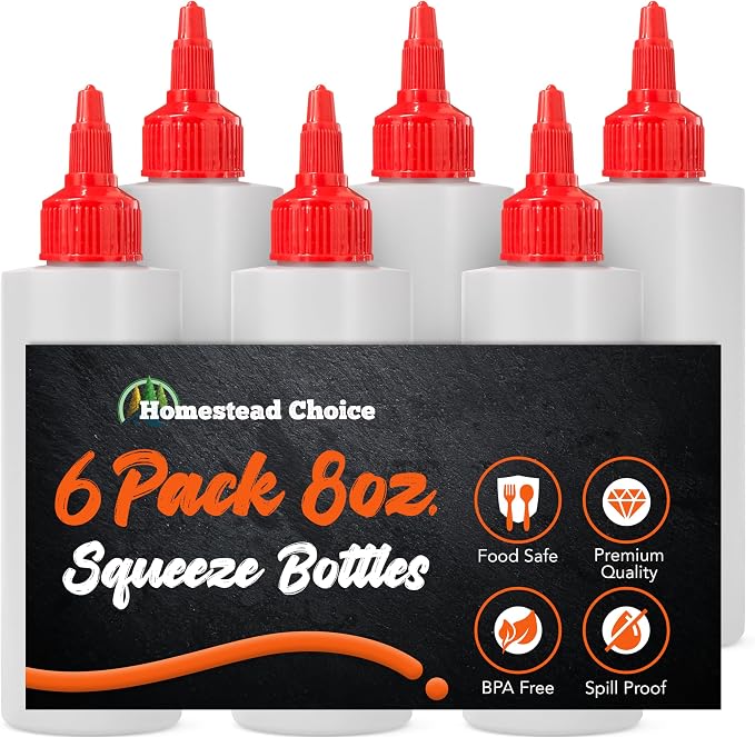 6-pack Plastic Squeeze Bottles for Sauces - 8oz Condiment Squeeze Bottles for - Image 7