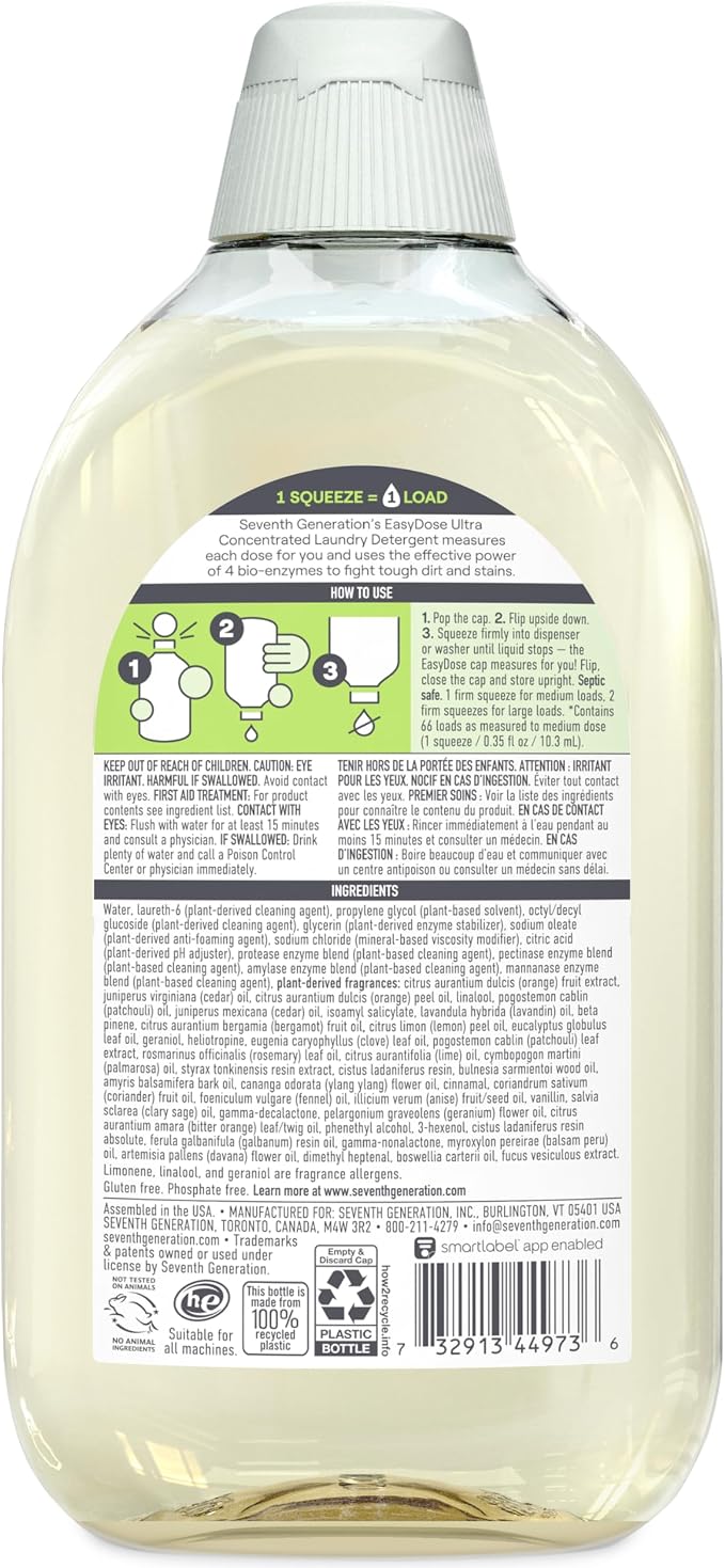Seventh Generation, Laundry Detergent Ultra Power Plus Clean Scent, 23.1 Fl Oz - Image 2