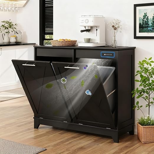 Double Tilt Out Trash Can Cabinet, 10 * 2 Gallon Garbage Trash Bin by FiveWillowise