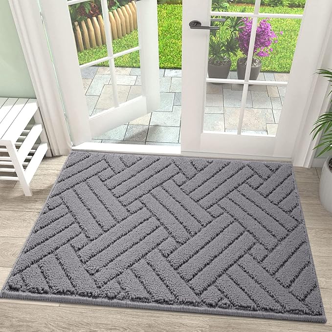 Door Mat Indoor, Non-Slip Rubber Backing Entry Rug & Door Mats, Low-Profile by JEEDOVIA