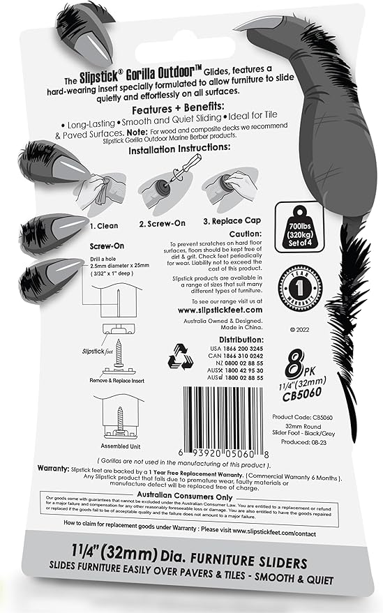 Gorilla Outdoor 1-1/4 Inch Furniture Sliders/Chair Glide Floor Protectors - Image 5