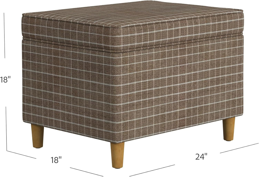 Spatial Order 24" Dinah Collection Storage Ottoman - Brown Windowpane Fa...