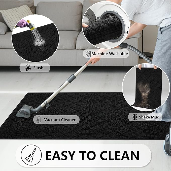 REFETONE Indoor Doormat, Front Back Door Mat 32"x40" Absorbent Rubber Backing - Image 6
