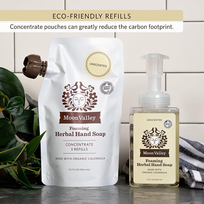 Moon Valley Foaming Hand Soap Refill Pouch, Two-Pack Unscented Soap, Vegan and - Image 6