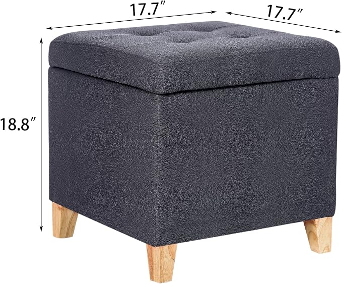 Adeco Fabric Storage Ottoman Bench - Image 2