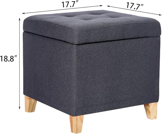 Adeco Fabric Storage Ottoman Bench - Image 2
