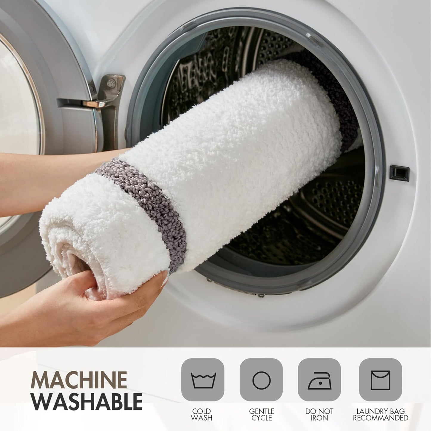 Madison Park Roan Bath Rug 17x24, Thick Absorbent Microfiber Bathroom Mat, Non Slip TPR Backing, Machine Washable, Oeko-TEX Certified, Hotel-Inspired Tufted Plush Design, Grey