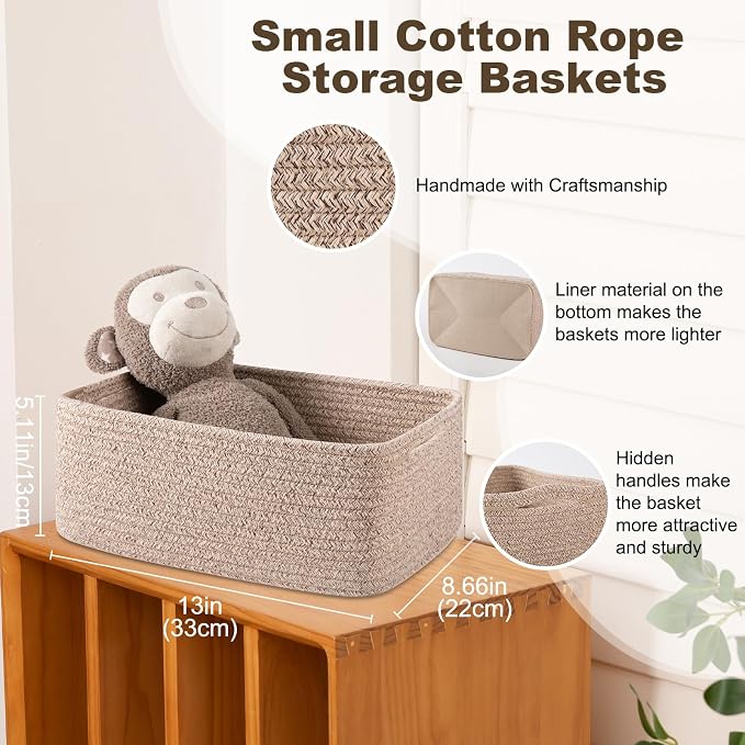 3 Pack Small Storage Baskets for Organizing, Cute Woven Decorative Gift Baskets - Image 2