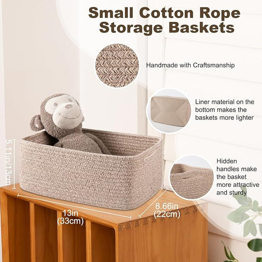 3 Pack Small Storage Baskets for Organizing, Cute Woven Decorative Gift Baskets - Image 2