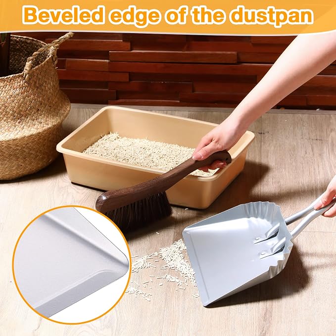 Mumufy 4 Pack 12 inch Heavy Duty Metal Dustpan Large Wide Dust Pans - Image 6