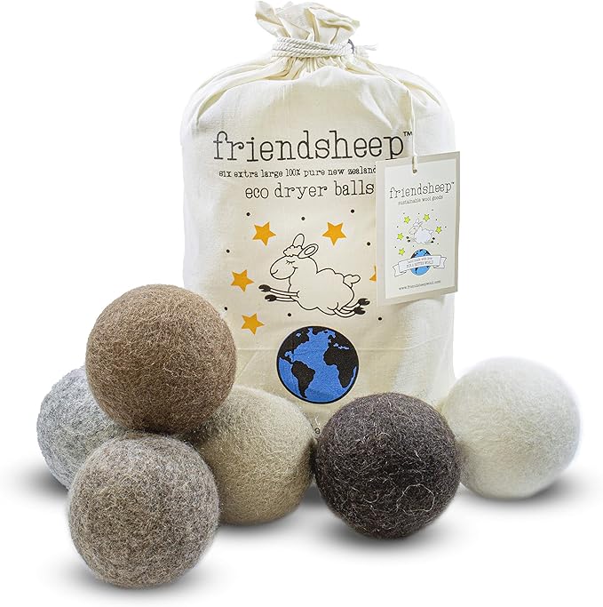 Friendsheep Wool Dryer Balls, Organic Reusable Fabric Softener Alternative by Friendsheep