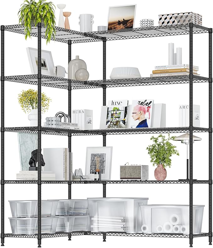 IZEUK Linked Storage Racks, DIY Adjustable Heavy Duty Metal Shelving Unit by IZEUK