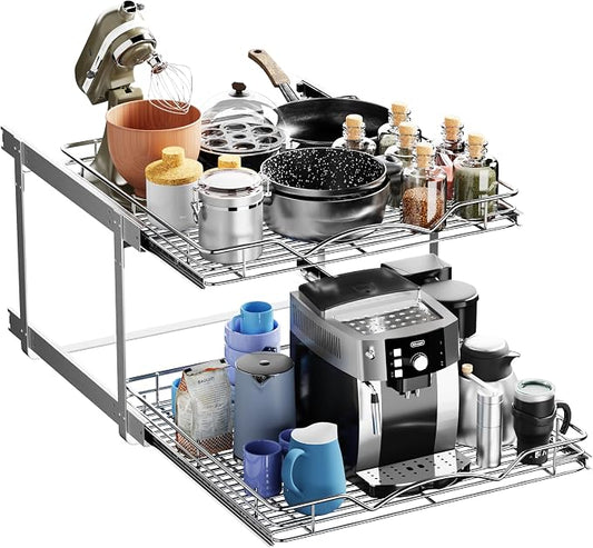 HOLDN’ STORAGE Two Tier Pull Out Cabinet Organizer, Individual Sliding Drawers by HOLDN%E2%80%99STORAGE