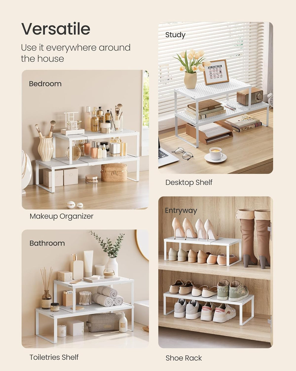 SONGMICS Spice Rack, Expandable Kitchen Countertop Shelf, Steel