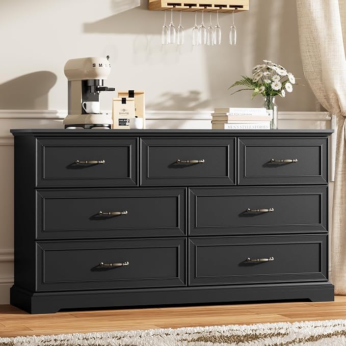 7 Drawer Dresser for Bedroom, Rustic Farmhouse Dresser by Thacuok