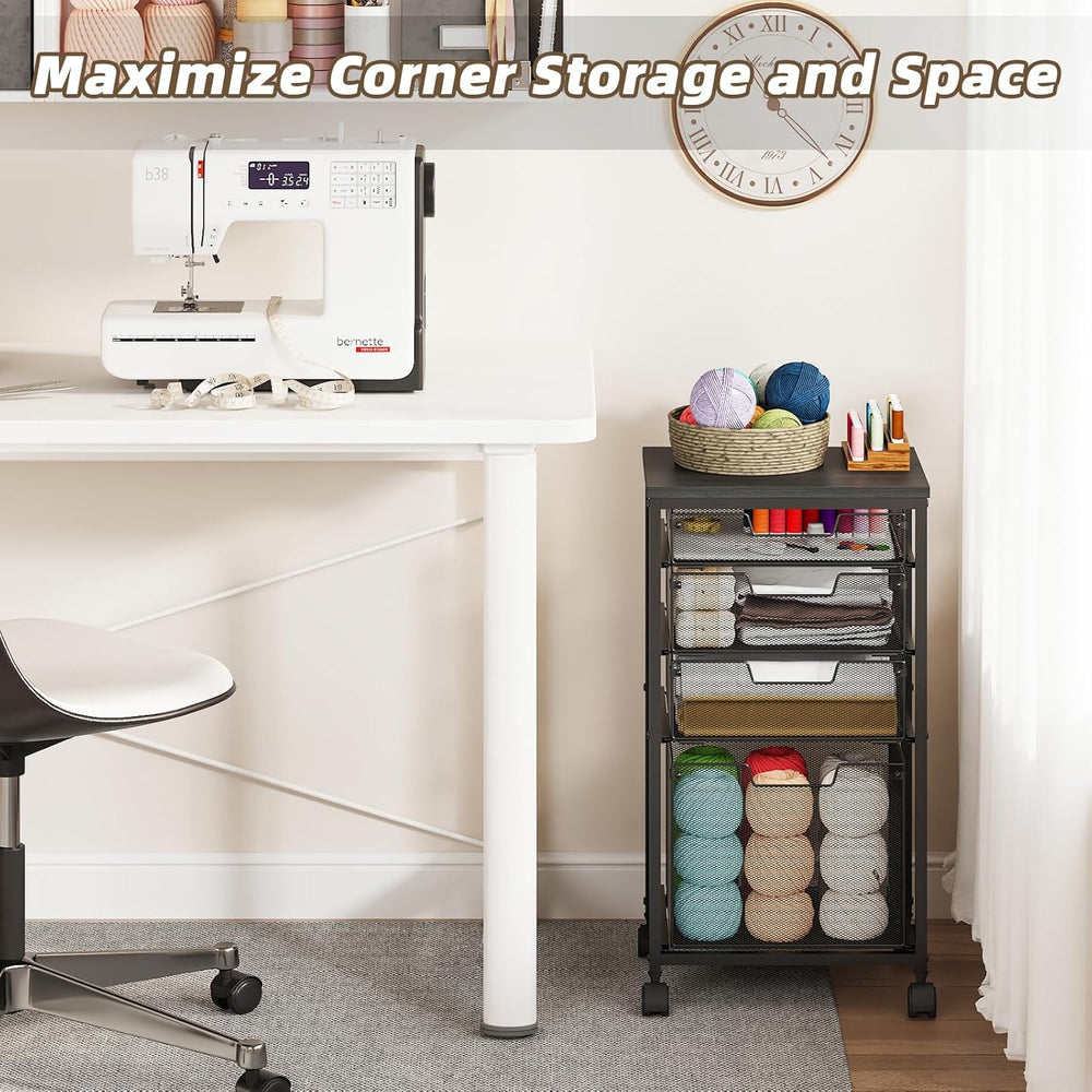 Sbanmao 4 Drawers Rolling Storage Cart, 1 Large Drawer (11.22"D x 12.2&q...