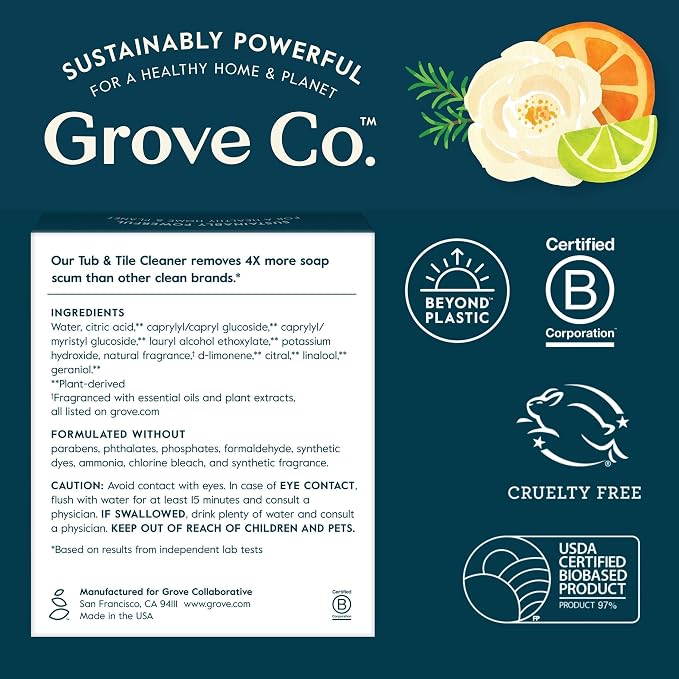 Grove Co. Tub and Tile Cleaner Refill Concentrate + 1 x Reusable Glass Spray - Image 7