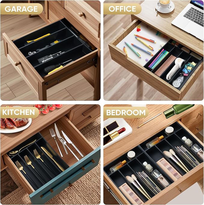 Silverware Organizer, 10 Inch Utensil Organizer Kitchen Drawer Organizer Bamboo - Image 6