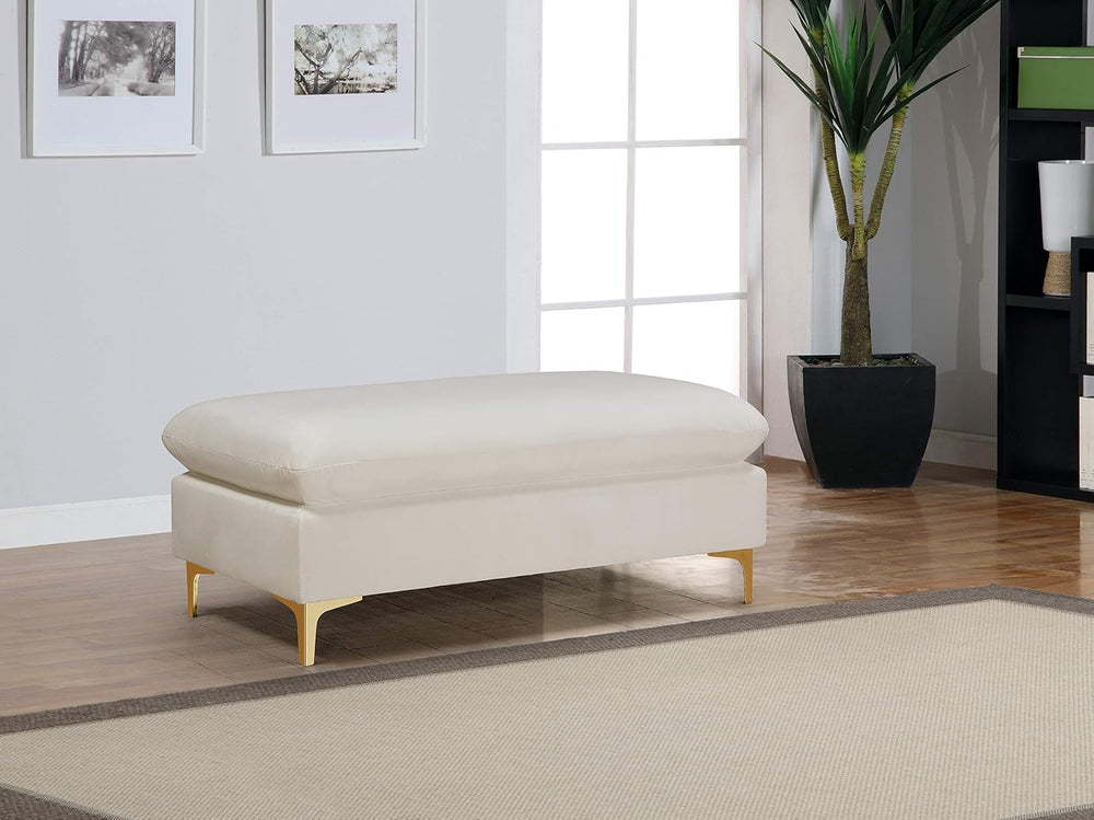 Meridian Furniture 636Cream-Ott Naomi Collection Modern | Contemporary Velvet...