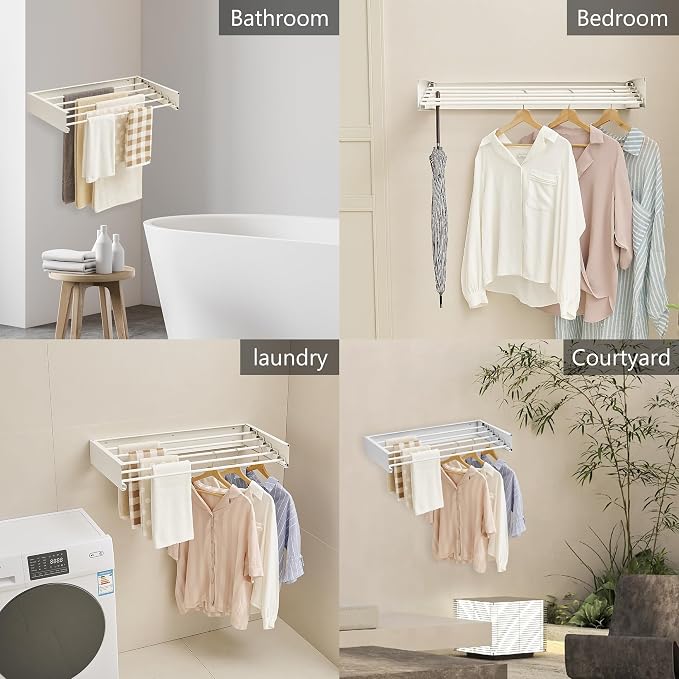 JOOM Laundry Drying Rack Collapsible, Wall Mounted Clothes Drying Rack - Image 4