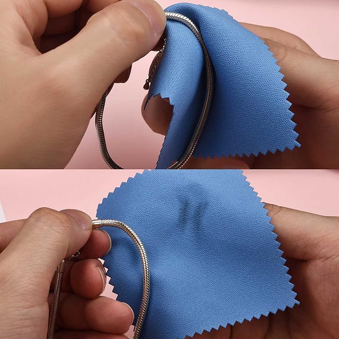 SEVENWELL 50pcs Jewelry Cleaning Cloth Dark Blue Polishing Cloth - Image 5