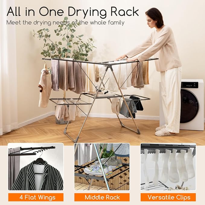 Giantex Clothes Drying Rack, Foldable Laundry Drying Rack - Image 7