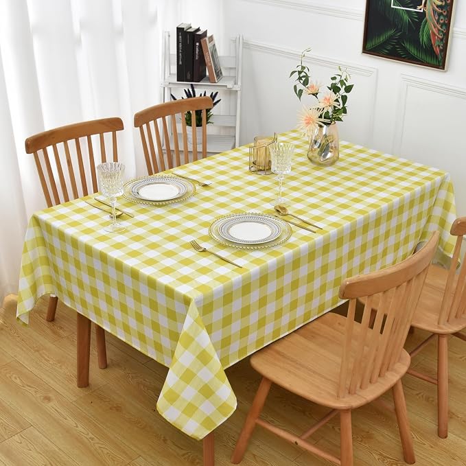 Waterproof Plaid Tablecloth Fabric by Essifunia