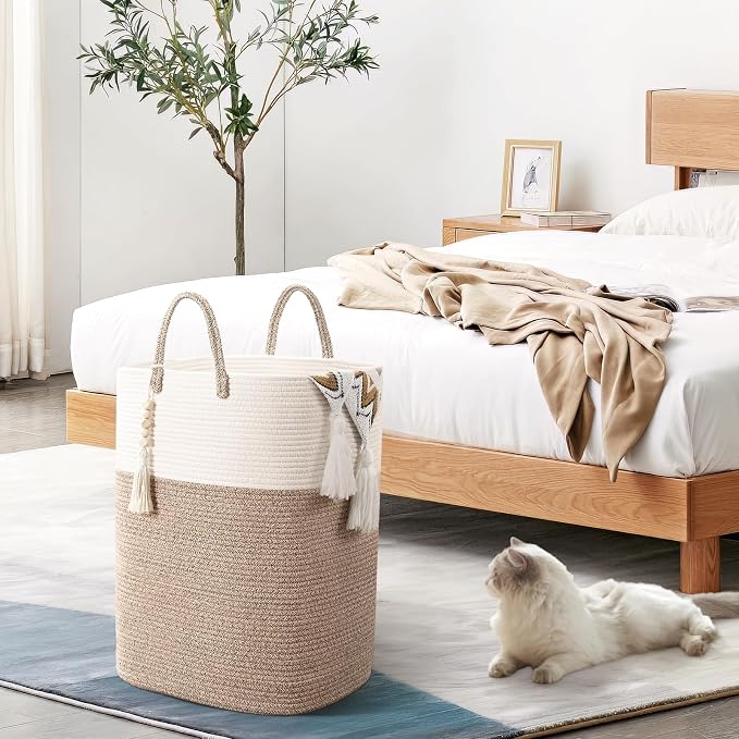 Woven Laundry Basket for Clothes, 50L Large Rectangle Laundry Hampers - Image 4