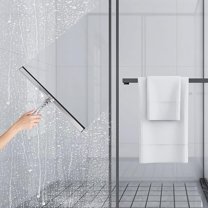 2-Pack Shower Squeegee for Glass Doors, 10 inch Silver Stainless Steel & 5 inch - Image 6
