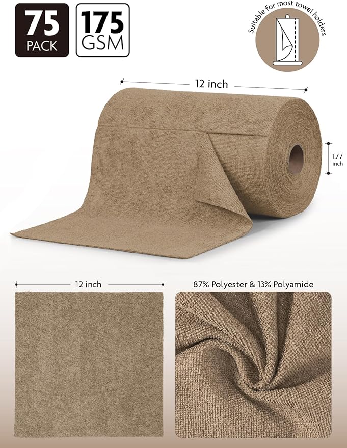Fantasticlean Microfiber Cleaning Cloth Roll -75 Pack, Tear Away Microfiber - Image 7