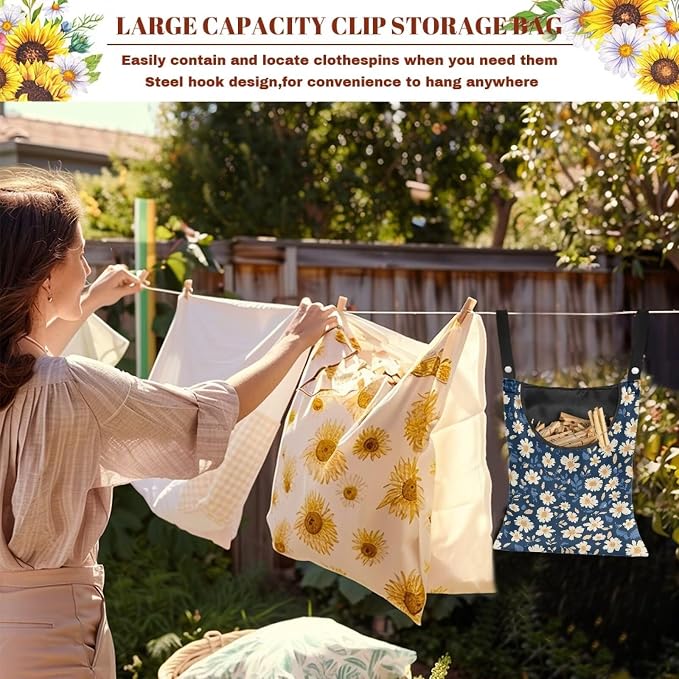 Clothes Pin Hanging Bag with Big Opening Storage Clothes Pins & Mini Clothespins - Image 5