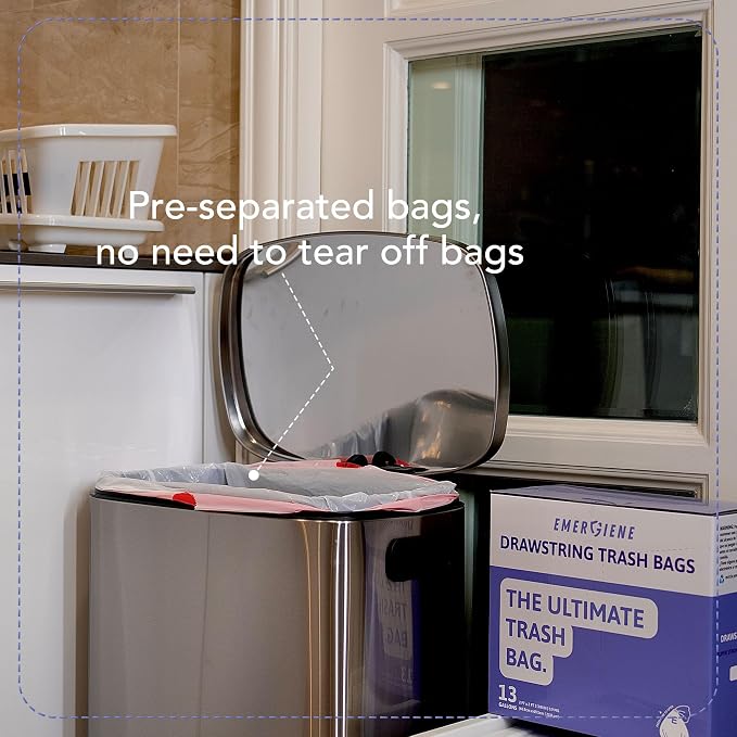 13 Gallon Drawstring Trash Bags, Lavender Scented 200 Count Tall Kichen Garbage - Image 2