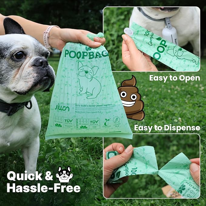 JIWON 100% Certified Home Compostable Dog Poop Bags, OK Compost & Seedling - Image 5